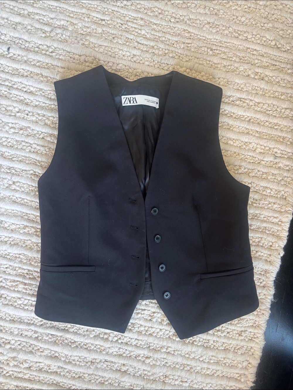 ZARA Black Tailored Button Vest